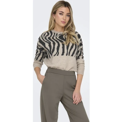 Afbeelding van ONLY ONLJADE ZEBRA LS O NECK CC KNT Dames Trui Maat XS