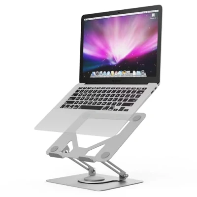 Afbeelding van GRIFEMA GB1050 Draagbare klaptafel, geventileerd, met draaibare basis, draagbaar, in hoogte verstelbaar, compatibel de meeste laptops van 11 17,3 inch, zilver
