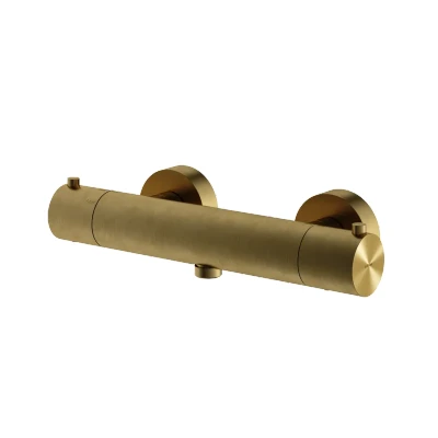 Afbeelding van HotBath Archie Thermostatische douchemengkraan met 1/2&quot; doucheslang onderaansluiting Geborsteld Messing PVD AR088BBP