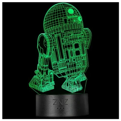 Afbeelding van 3D lamp, ZNZ LED Illusion nachtlampje, 16 kleuren veranderend 3 model met afstandsbediening en slimme aanraking, perfecte kerst verjaardagscadeaus voor kinderen, heren, dames (5 R2D2)