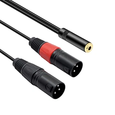Afbeelding van Dual XLR naar 3,5 mm jack microfoonkabel, MEIRIYFA 1/8 vrouwelijk dubbele mannelijk stereokabel Y splitter Breakout Lood 0,3m