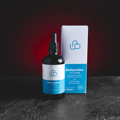 Afbeelding van Schweizer Naturals® Methyleenblauw Oplossing 1% zuiver USP Farmaceutische Kwaliteit, 100 ml waterige oplossing, zonder toevoegingen, laboratoriumgeteste kwaliteit gemaakt in Duitsland