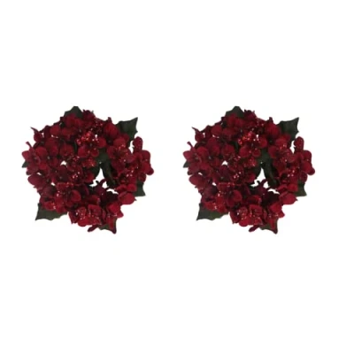 Afbeelding van Gisela Graham Kaars Ring 13cm Bordeaux Hortensia Set Van 2