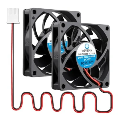 Afbeelding van WINSINN DC 70mm ventilator 12V 7015 dubbele kogellagers 12 volt borstelloze koeling 70 x 15 mm 2PIN (verpakking van 2)