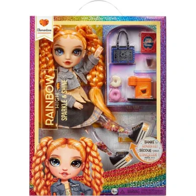 Afbeelding van Rainbow High Sparkle and Shine Clementine (Oranje) 28 cm Modepop met Vloeibare Glitters in Haar Benen, Schudden Om Ze Te Zien Glinsteren, Ideaal Voor Kinderen Van 4 12 Jaar Oud