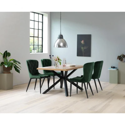 Afbeelding van Nordic Home Gustav eetkamerstoel Velvet groen