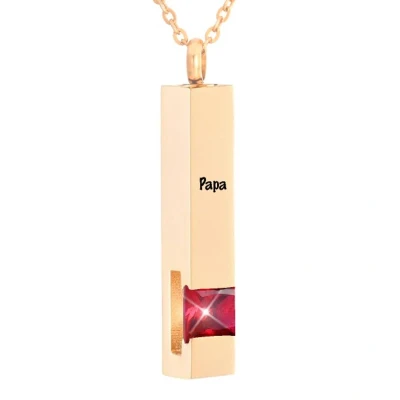 Afbeelding van Luxe Ashanger Met Ketting En Gravering Papa Assieraad Rosegoudkleurig Rode Steen As Gedenksieraad Urn Incl. vuller