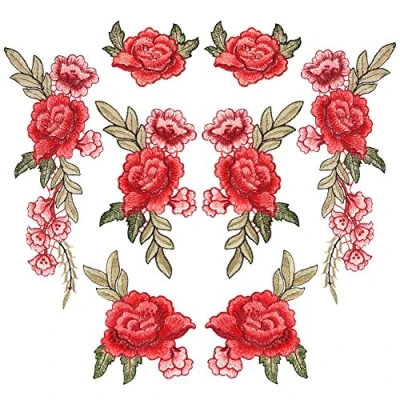 Afbeelding van 8 stuks geborduurde patches, bloemen, patches voor jeans, kleding, muts, schoenen