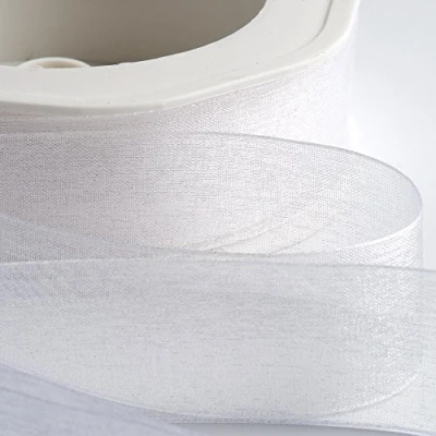 Afbeelding van Italian Options Organza chiffon lint, 15mm x 20 meter rol, wit