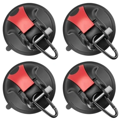 Afbeelding van Magicbox Zuignaphaken, camping, 4 stuks, krachtige zuignappen met haken, draagvermogen van 30 kg, zuignaphaken voor uitrusting, huis, zuignappen, sterke grip, set