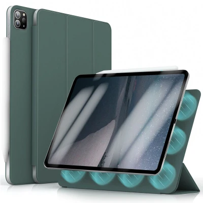 Afbeelding van iPad Pro 13 (2024) M4 Hoes: iMoshion Magnetic Bookcase Donkergroen Kunstleder Tablet Hoezen