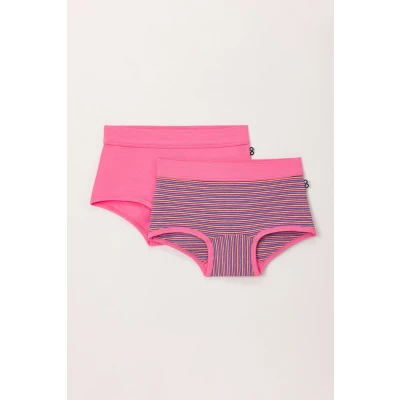 Afbeelding van Woody 2 boxers meisjes roze en lila streep 242 10 SHD Z/066 maat 152