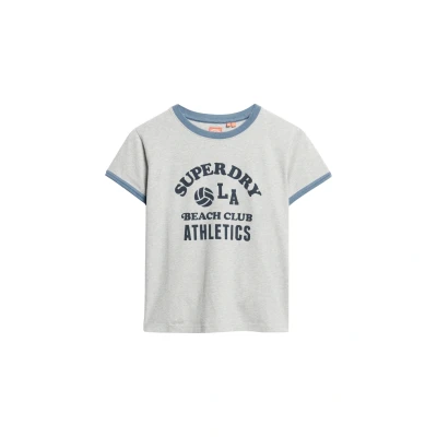 Afbeelding van Superdry Beach Graphic Ringer Tshirt print, Dames, Maat: 42, Grey marl