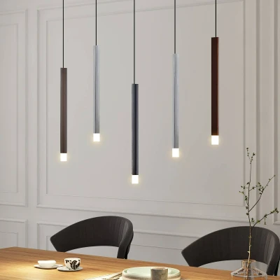 Afbeelding van Lucande Hanglampen met dimmer 5 lichts aluminium, ijzer, acryl H: 40 cm zwart, alu, koffiebruin Inclusief lichtbronnen