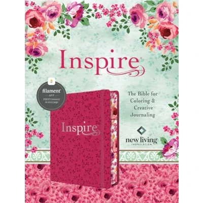 Afbeelding van Inspire Bible NLT (Hardcover Leatherlike, Pink Peony, Filament Enabled): The for Coloring &amp; Creative Journaling