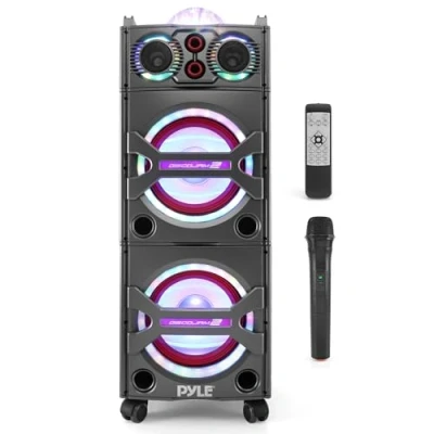 Afbeelding van Pyle Bluetooth Luidsprekersysteem Draagbare Speaker met Wielen 2000W Outdoor Microfooningang Feestverlichting USB SD Kaartlezer AUX/RCA/FM Radio