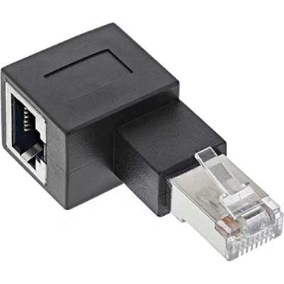 Afbeelding van STP CAT6a 10 Gigabit RJ45 haakse adapter haaks naar links / zwart