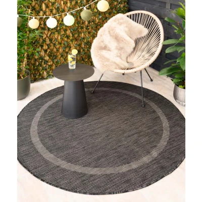 Afbeelding van Rond Buitenkleed Sunset Zwart 160 Cm