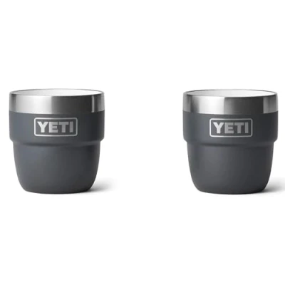 Afbeelding van YETI Rambler Espresso Cup, Vacuum Insulated Stainless Steel Stackable Charcoal, 2 Pack 4 oz (118 ml)
