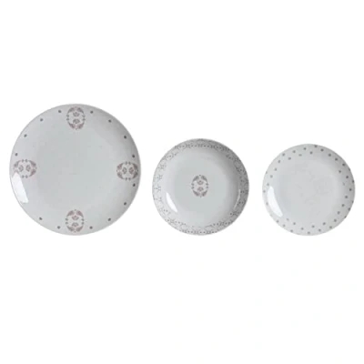 Afbeelding van Serviesset DKD Home Decor Wit Roze Porselein Scandi 18 Onderdelen 27 x 3 cm (2 Stuks)