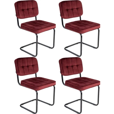 Afbeelding van Kick buisframe stoel Ivy rood set van 4