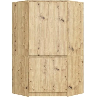 Afbeelding van Hoekkast S100 4D in Artisan Eiken Stijlvol en Ruim Design met 6 Planken 4 Deuren, Vrijstaand Zelfmontage.