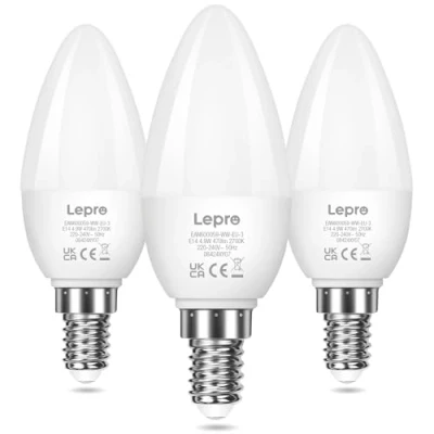 Afbeelding van Lepro E14 LED warm wit, 4,9 W 470LM C37 2700K, 3 stuks