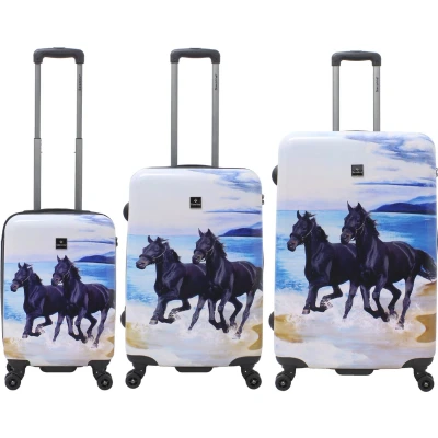 Afbeelding van Saxoline Kofferset 3 Delig Reiskoffer Set Harde Trolleyset Black Horse