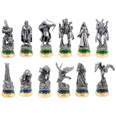 Afbeelding van The Noble Collection Lord of Rings Two Towers 12 Karakter Pakket Fijne Tinnen Cijfers in Doos Officieel gelicentieerde Film Set Props Geschenken