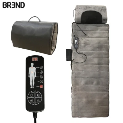 Afbeelding van BREND BR 2230 Elektrische Massagemat en Kussen Massagematras met Warmte instelling, 5 Vibratiemodi 3 Intensiteiten 170X55 CM Grijs
