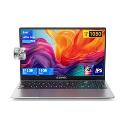 Afbeelding van ACEMAGIC Laptop 16 GB DDR4 RAM 512 SSD (uitbreidbaar 2 TB), notebook Alder Lake N95 (tot 3,4 GHz) 15,6 inch Full HD, metalen behuizing, 2,4G/5G WiFi, BT5.0, Type_C, USB 3.2, HDMI, webcam computer