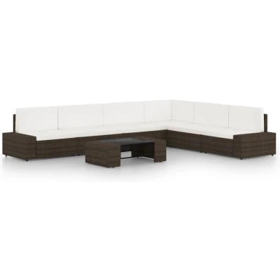 Afbeelding van vidaXL 7 delige Loungeset met kussens poly rattan bruin