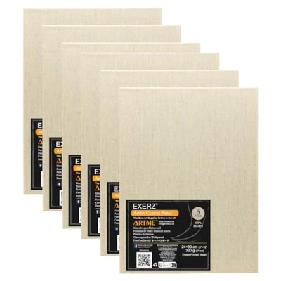 Afbeelding van Exerz 24x30cm Linnen Canvas Panelen 6 stks 3mm 280gsm 100% Artiest Board/Triple Primed/Zuurvrij/Medium Grain Olie &amp; Acryl