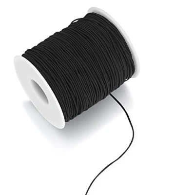 Afbeelding van Elastisch kralenkoord, 1 mm x 100 m elastische draad, koordkabel, macramékabel, elastiek voor doe het zelf halskettingen, handwerk, armbanden, sieraden maken, zwart