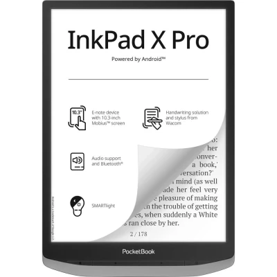 Afbeelding van PocketBook E Book Reader &#039;InkPad X Pro&#039; (D A CH versie) 32 GB geheugen, 26,2 cm (10,3 inch) Ink Mobius Display Mist Grey