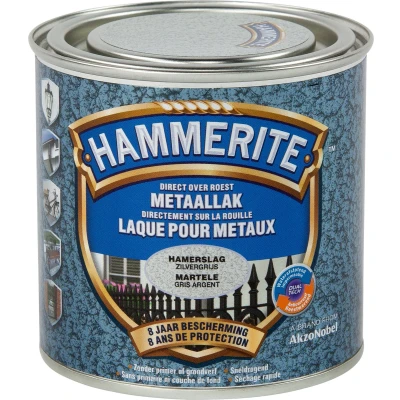 Afbeelding van Hammerite Metaallak Hamerslag Zilvergrijs 0.25L