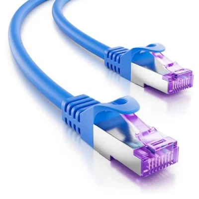 Afbeelding van deleyCON 5m CAT7 Netwerkkabel 10 Gigabit RJ45 Patchkabel Ethernetkabel (Koper, SFTP PiMF Afscherming) voor Highspeed LAN DSL Switch Modem Router Patchpanel CAT6 CAT5 Blauw