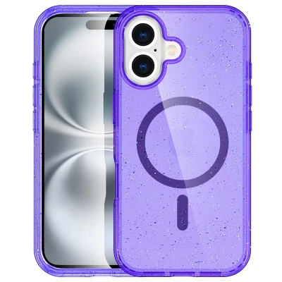 Afbeelding van Apple iPhone 16 Glitter Hoesje Kunststof imoshion Hardcase/Backcover Paars Telefoonhoesje