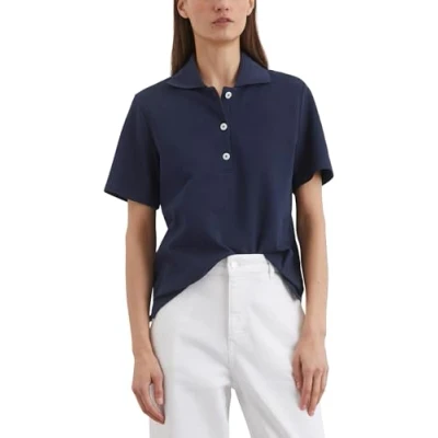 Afbeelding van Marc O&#039;Polo dames Polo van katoen in de kleur Donkerblauw, maat: XS