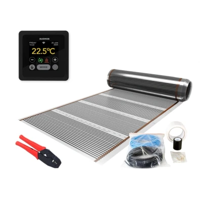 Afbeelding van MAGNUM Heating Verwarming Folie Set 10 m² / 1200 Watt met MRC thermostaat Zwart Elektrische Vloerverwarming