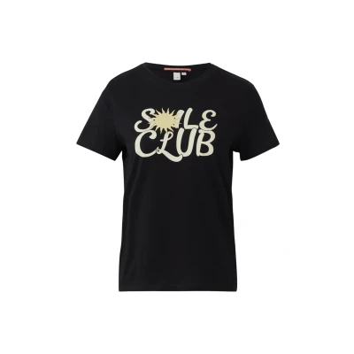 Afbeelding van QS Tshirt print, Dames, Maat: Large, Schwarz