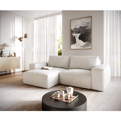Afbeelding van Hoekbank Lanzo L Bouclee crème wit 260x160 cm variabele rugleuning