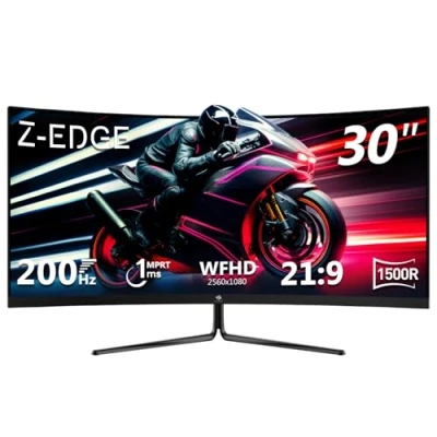 Afbeelding van Z Edge Gaming Monitor Gebogen 30&#039;&#039; 200 Hz, 1ms, 2560x1080, FreeSync, Scherm PC Ultrabrede 21:9, Verstelbare Kanteling, 1500R VA, 2xHDMI2.0 &amp; 2xDP1.4, RGB, VESA 75 * 75mm (DP kabel meegeleverd)