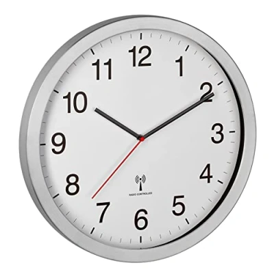 Afbeelding van TFA Dostmann 60.3545.02 Wandklok Zendergestuurd 400 mm x 50 Zilver Groot display