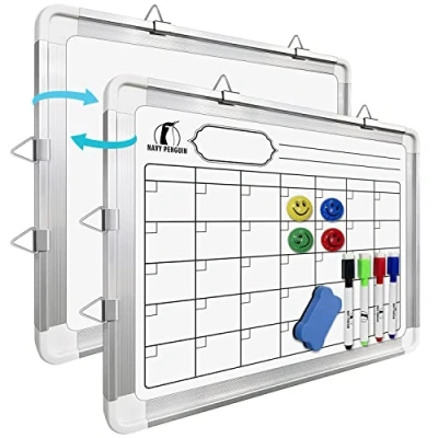 Afbeelding van Whiteboard kalender set maandkalender magneetbord 38 x 30 cm met 1 magnetische gum, 4 pennen en magneten kleine maandplanner prikbord afwasbaar voor kantoor keuken