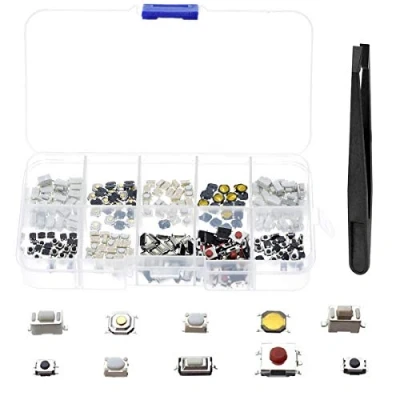Afbeelding van Youmile 250 STKS 10 Waarde Micro Momentary Tactiele Drukknop SMD DIP Assortiment Kit voor PCB? Auto Afstandsbediening met Pincet