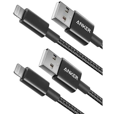 Afbeelding van Anker [2 stuks iPhone kabels, 1 m, dubbel gevlochten premium nylon Lightning kabel, [MFi gecertificeerd] voor XS/XS Max/XR/X/8/8 Plus/7/7 Plus/6/6 Plus/5s, iPad en andere, zwart