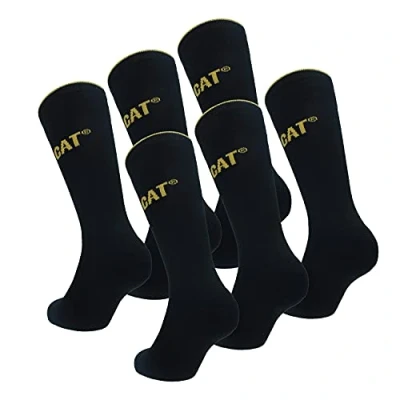 Afbeelding van Caterpillar Executive Work Socks 6 paar heren werksokken, halfhoge hoogte, teen en hiel met handversterkte versteviging, uitstekende kwaliteit gekamd katoen (Zwart, 39 42)