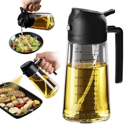 Afbeelding van TrendPlain 16oz Oliedispenser Fles voor Keuken 2 in 1 Olijfolie Dispenser en Oliesproeier 470ml Olie Sproeier Koken, Keuken, Salade, Barbecue Zwart
