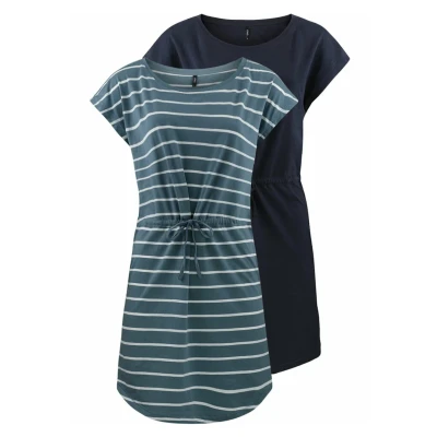 Afbeelding van ONLY S/S 2 PACK Jerseyjurk, Dames, Maat: Large, Blue mirage primo stripe